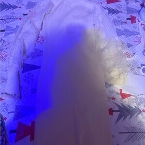 Elegant White Dress with Lace Sleeves (never worn)